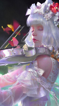 Białowłosa dziewczyna ze skrzypcami