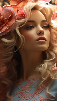 Blondynka z kwiatami we włosach