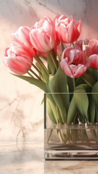 Bukiet tulipanów w szklanym wazonie