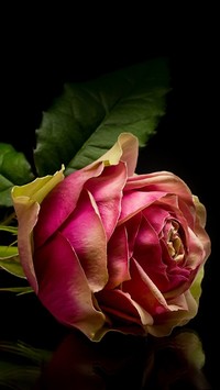 Dwukolorowa róża na ciemnym tle