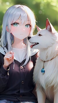 Dziewczyna z białym psem