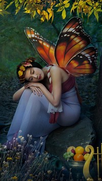 Dziewczyna ze skrzydłami motyla