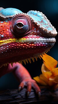 Głowa kolorowego kameleona w zbliżeniu