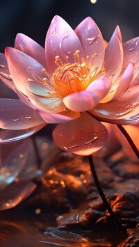 Grafika z rozświetloną lilią wodną
