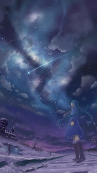 Hatsune Miku po gwieździstym niebem