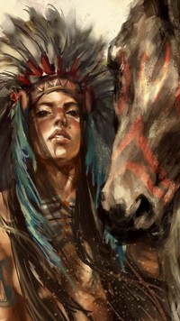 Indianka z koniem