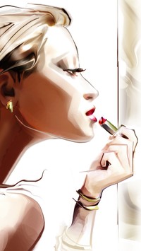 Kobieta malująca usta