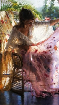 Kobieta na obrazie hiszpańskiego malarza Vicente Romero Redondo