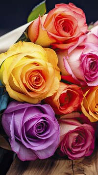 Kolorowe róże w zbliżeniu