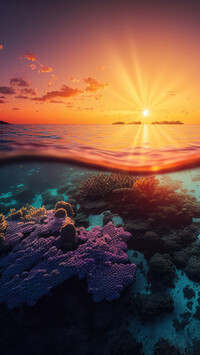 Koralowce na tle wschodu słońca