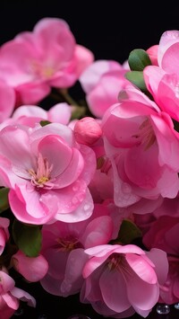 Krople wody na różowych kwiatach