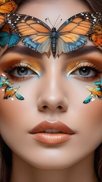 Motyle na twarzy kobiety