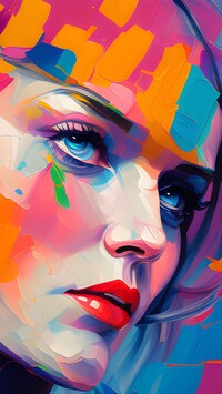 Obraz olejny kolorowej twarzy kobiety