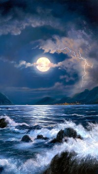 Pełnia księżyca nad morzem