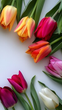Rozkwitające kolorowe tulipany