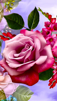 Różowa graficzna róża