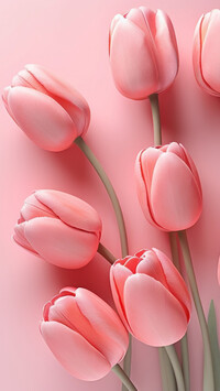 Różowe tulipany na różowym tle w grafice 2D