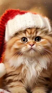 Rudawy kotek w czapce św Mikołaja