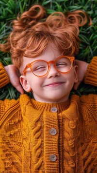 Rudowłosy chłopiec w okularach
