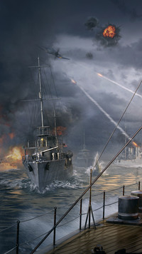 Scena bitwy z gry World of Warships