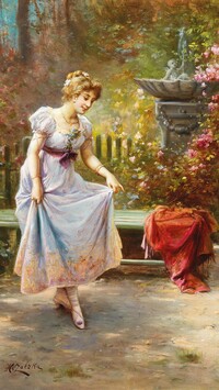 Tańcząca kobieta w ogrodzie