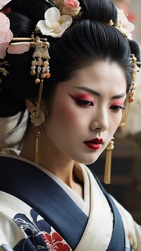 Twarz kobiety w kimonie