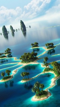 Wyspy z palmami na Pacyfiku