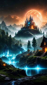 Zamek na wzgórzu w magicznej wiosce