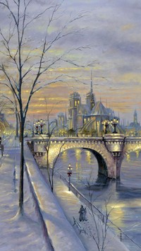 Zimowy Paryż na obrazie
