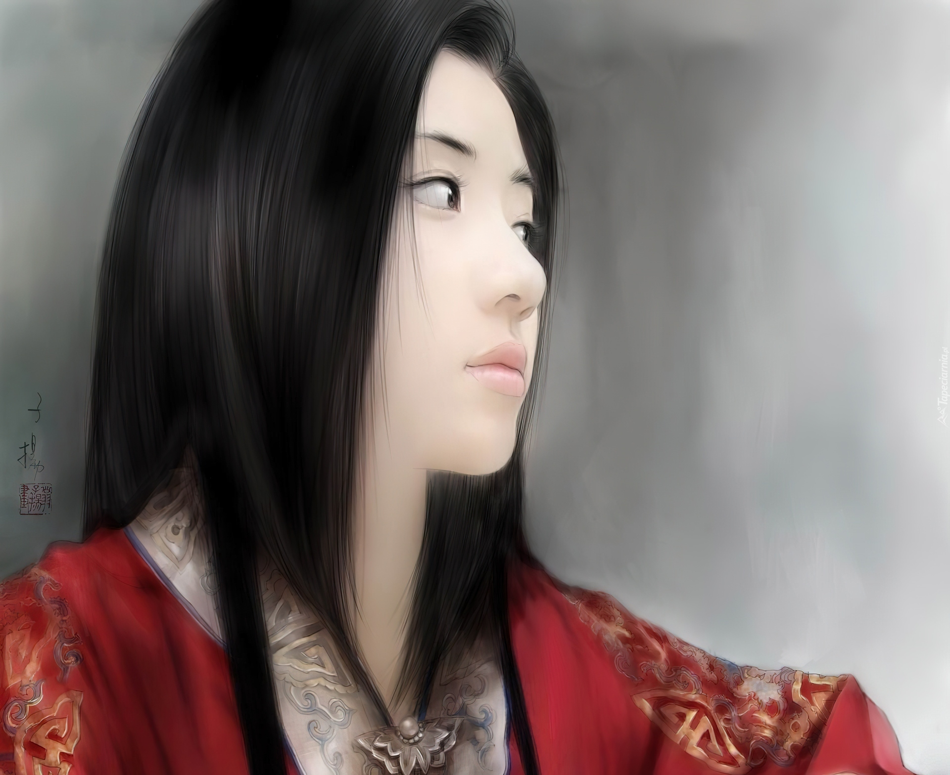 Kobieta, Kimono, Spojrzenie