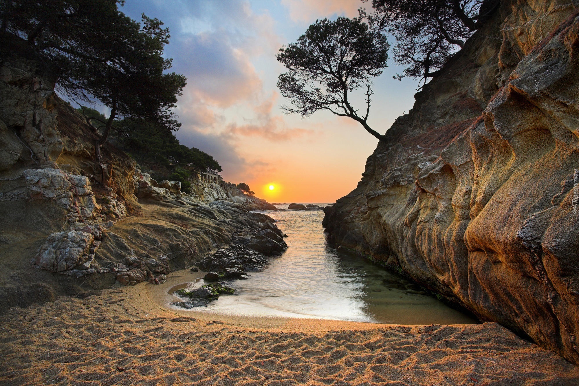 Hiszpania, Costa Brava, Plaża, Zachód, Słońca
