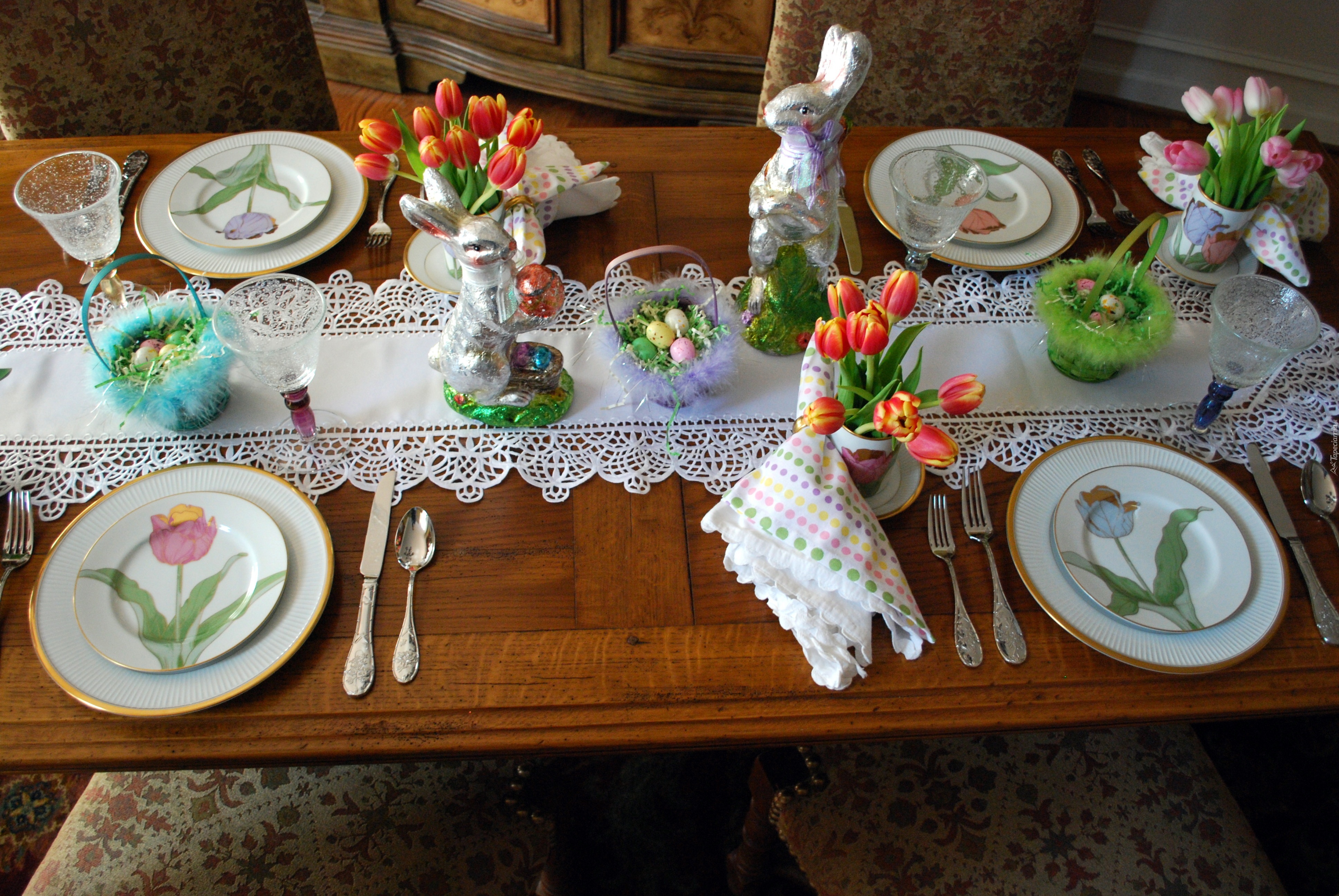 Stół, Nakrycie, Śniadanie, Wielkanocne