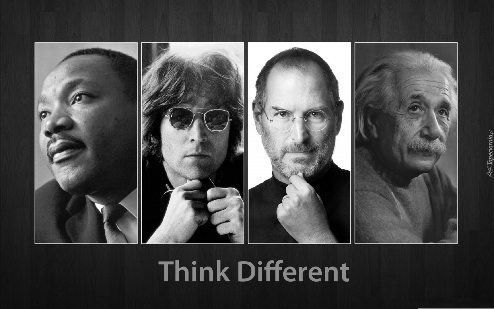 Martin Luther King, John Lennon, Steve Jobs, Albert Einstein