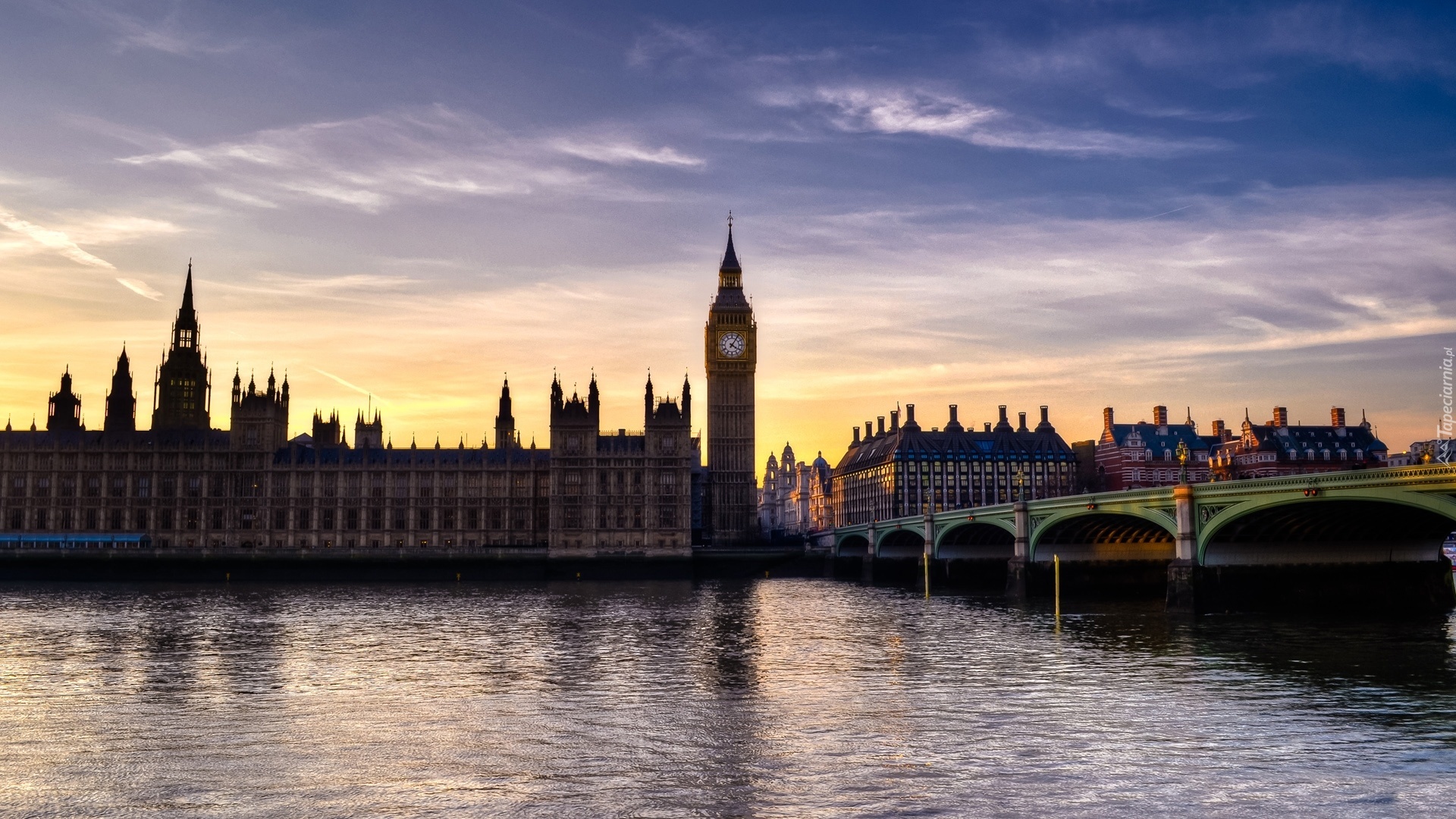 Anglia, Londyn, Big Ben, Most Westminsterski, Rzeka Tamiza