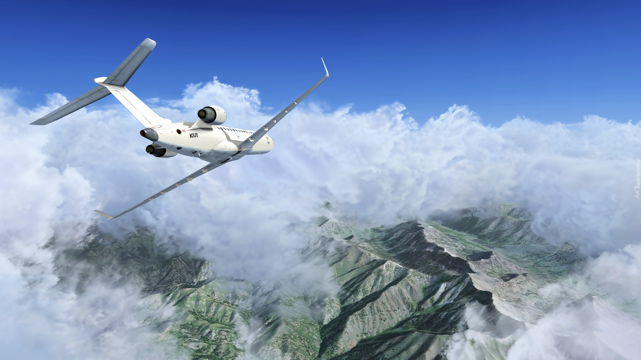 Samolot, Góry, Chmury