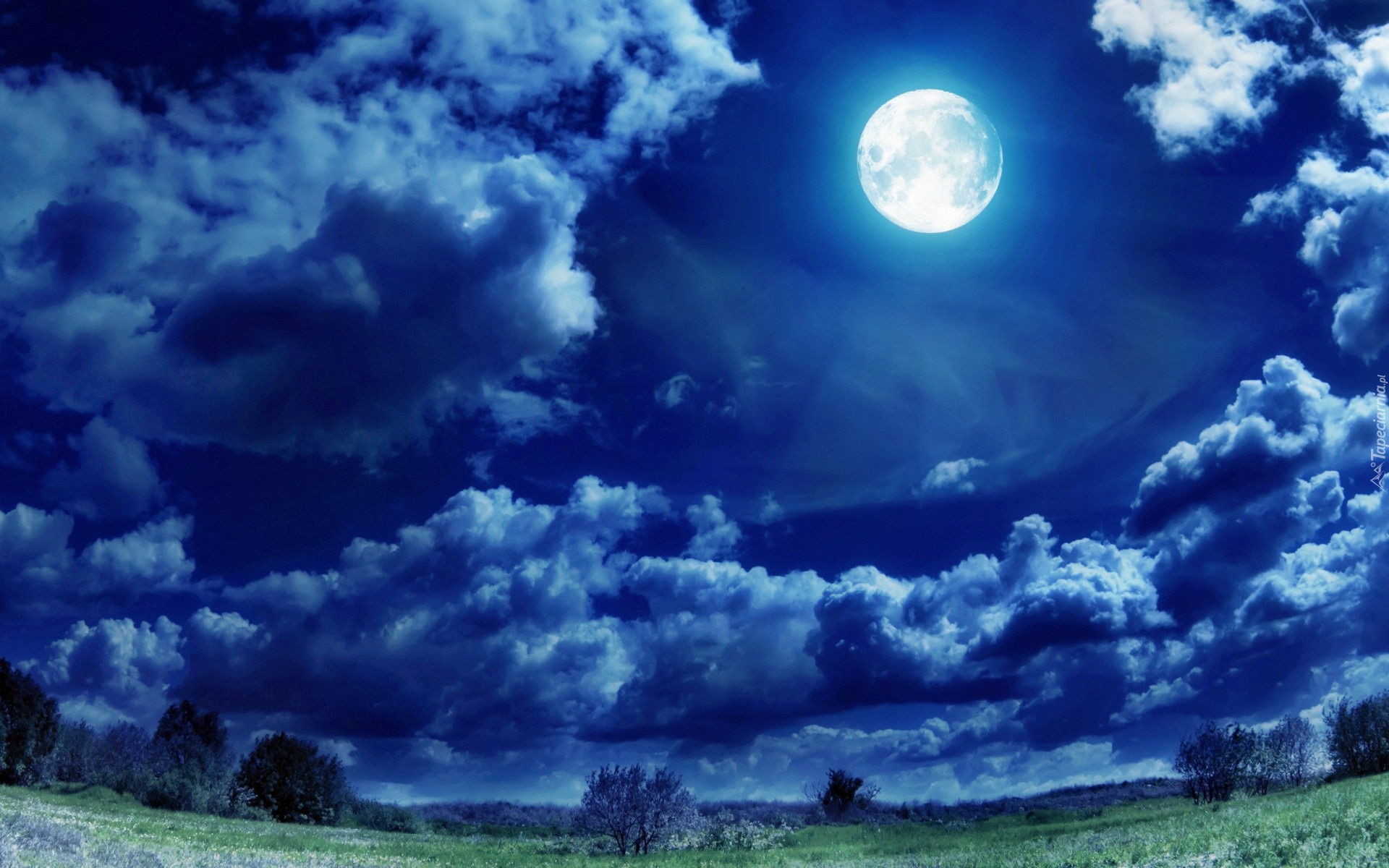 Piękne, Chmury, Noc, Księżyc
