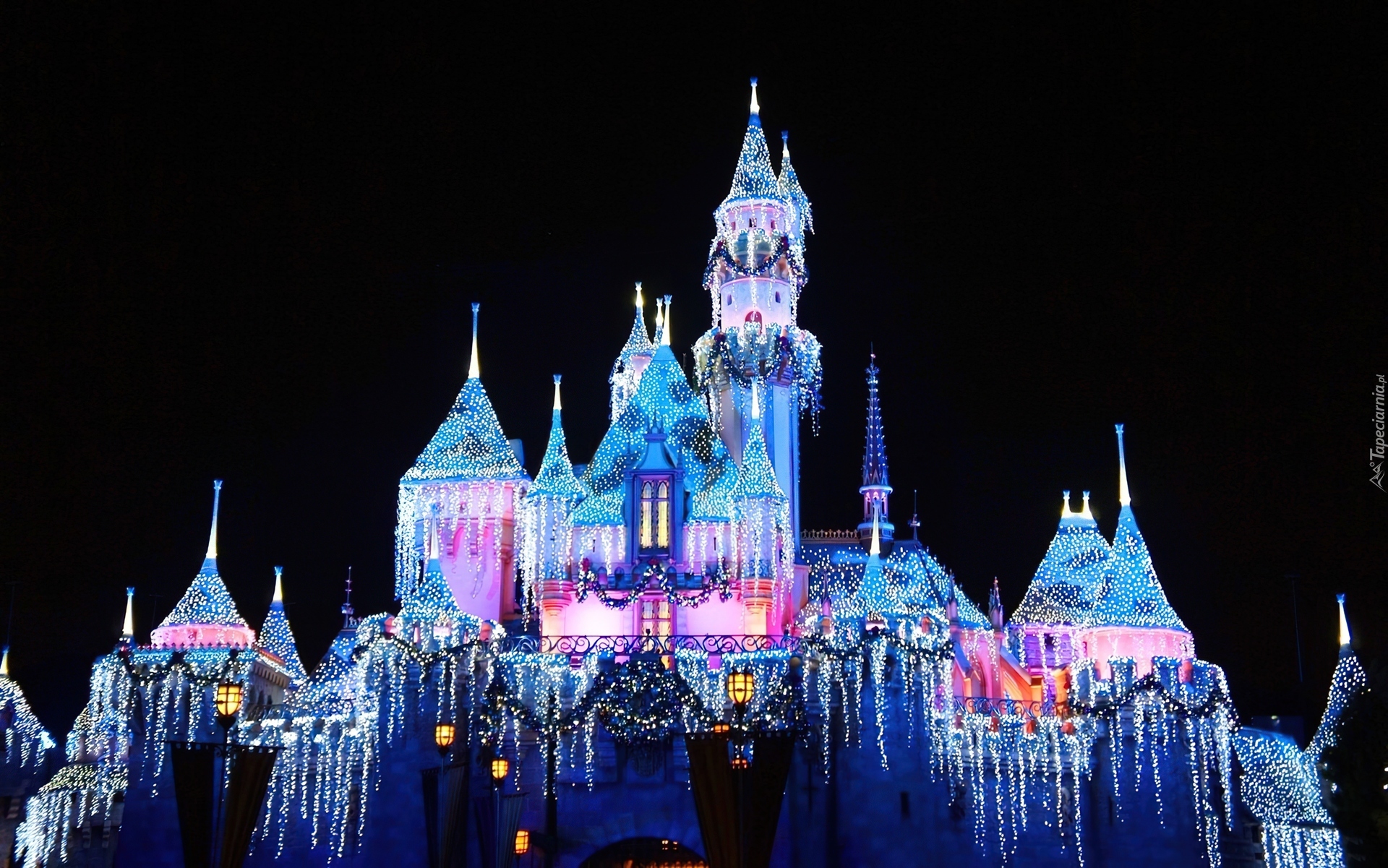 Disneyland, Zamek, Światła, Święta