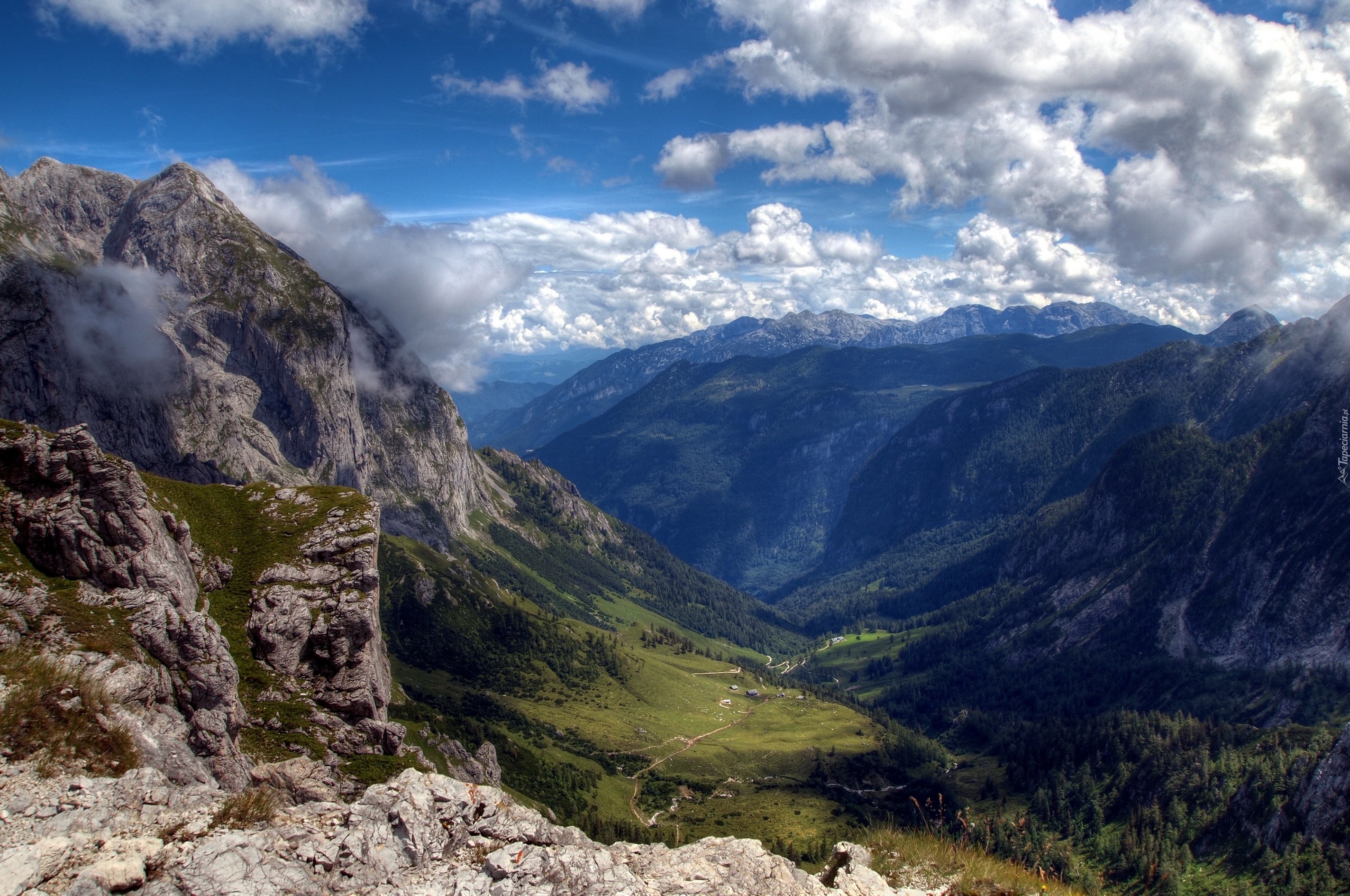 Piękne, Góry, Lasy, Chmury, Austria, Salzburg
