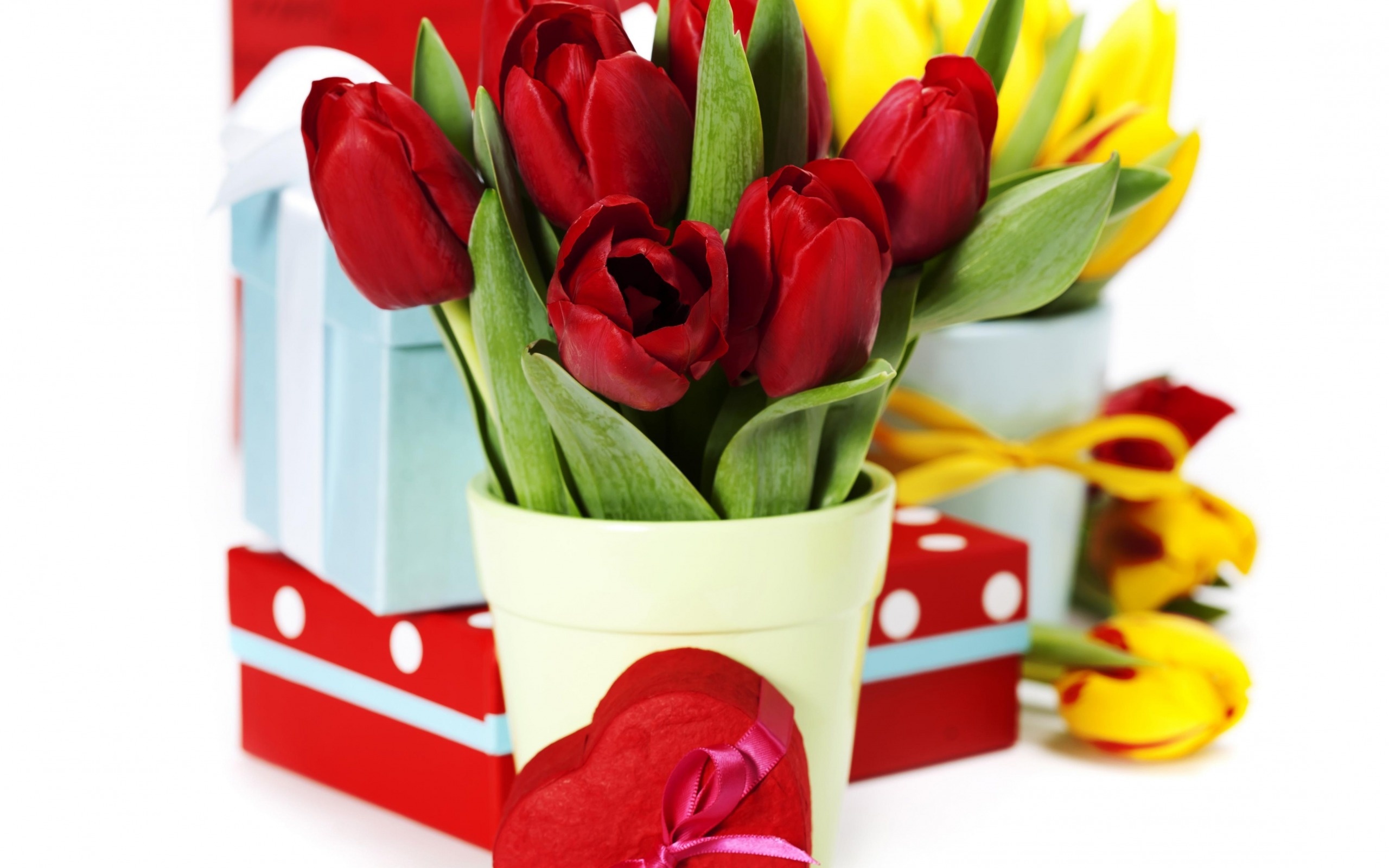 Walentynki, Tulipany, Serduszko