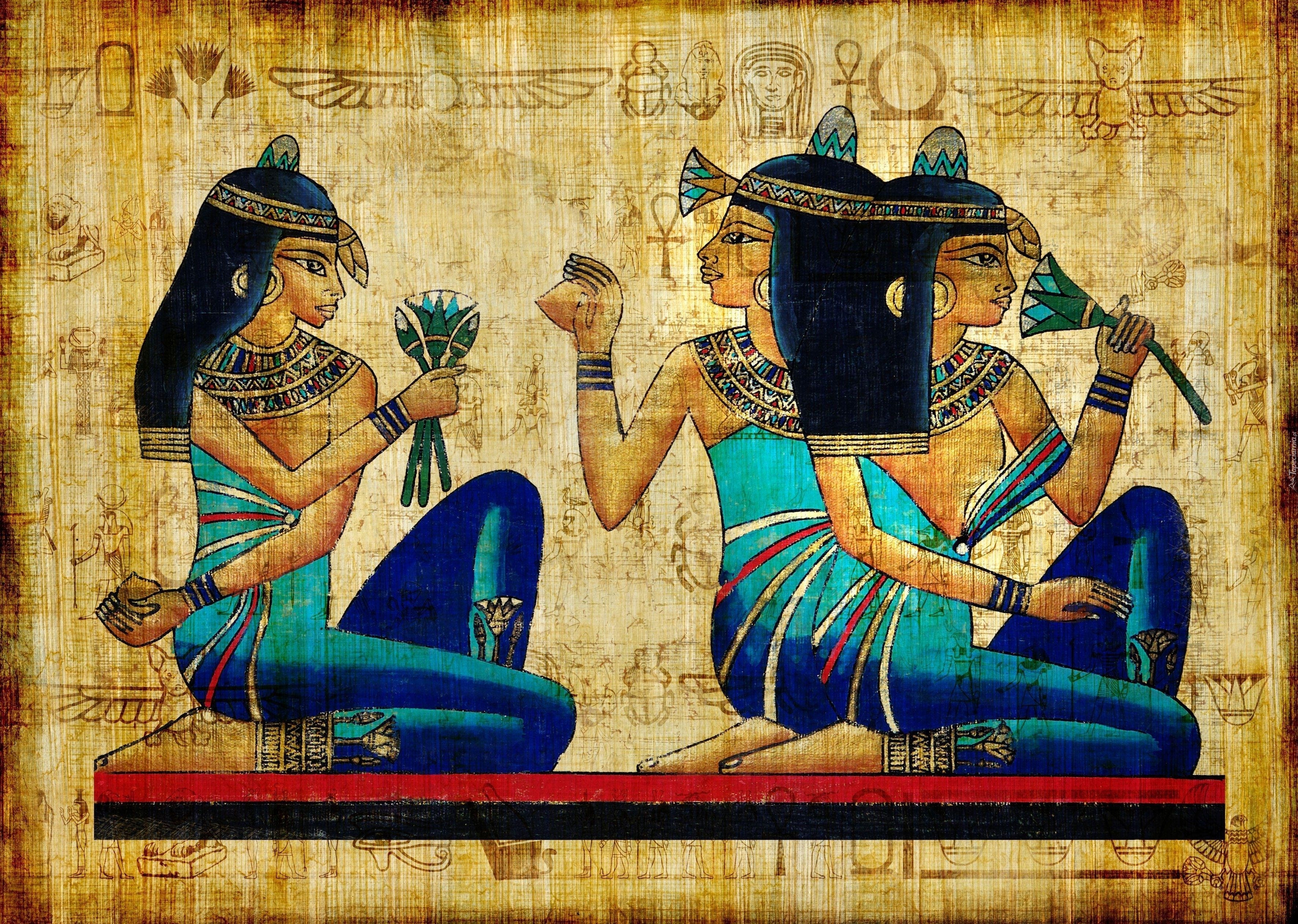 Obraz, Starożytny, Egipt, Boginie, Kobiety