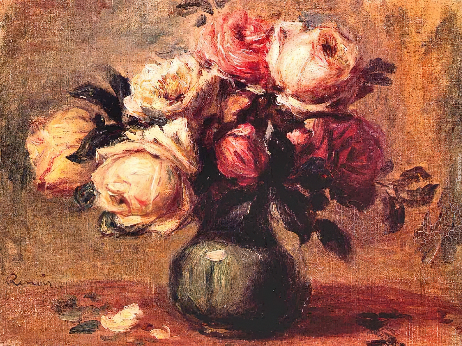 Obraz, Reprodukcja, Renoir, Kwiaty, Róże, Bukiet