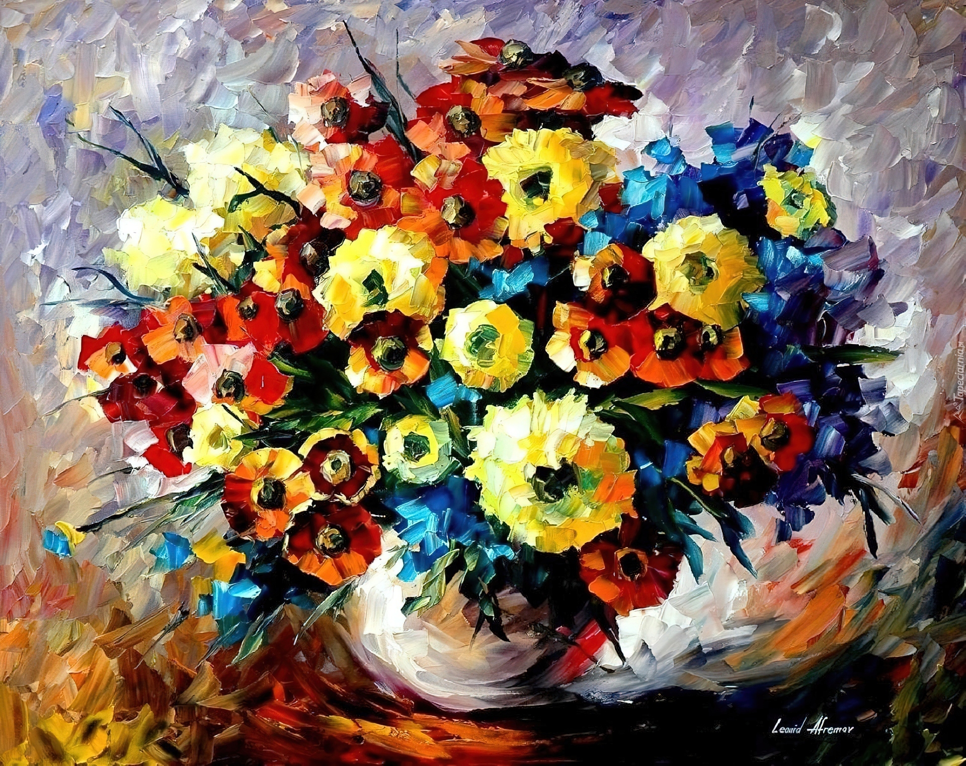 Obraz, Reprodukcja, Leonid Afremov, Bukiet, Kwiatów
