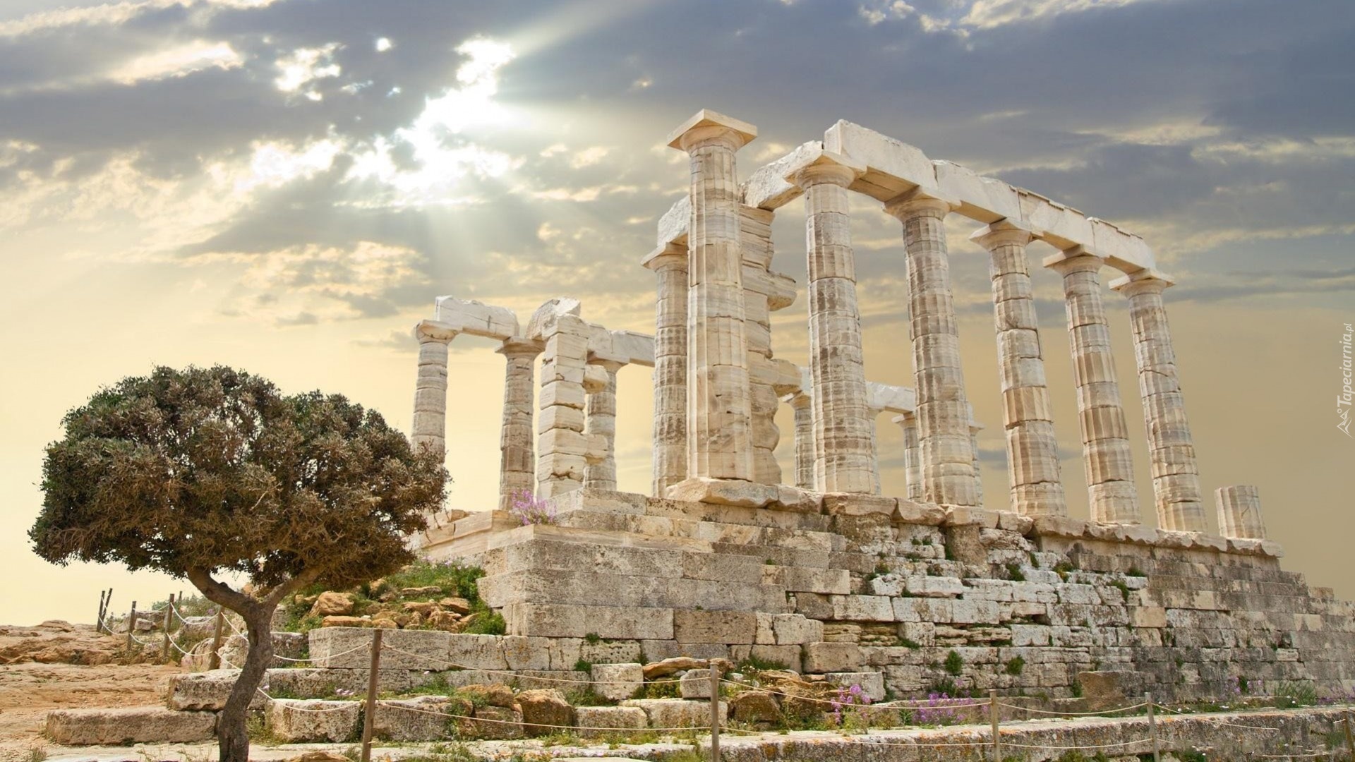 Grecja, Przylądek Sunion, Świątynia Posejdona, Ruiny, Zabytek