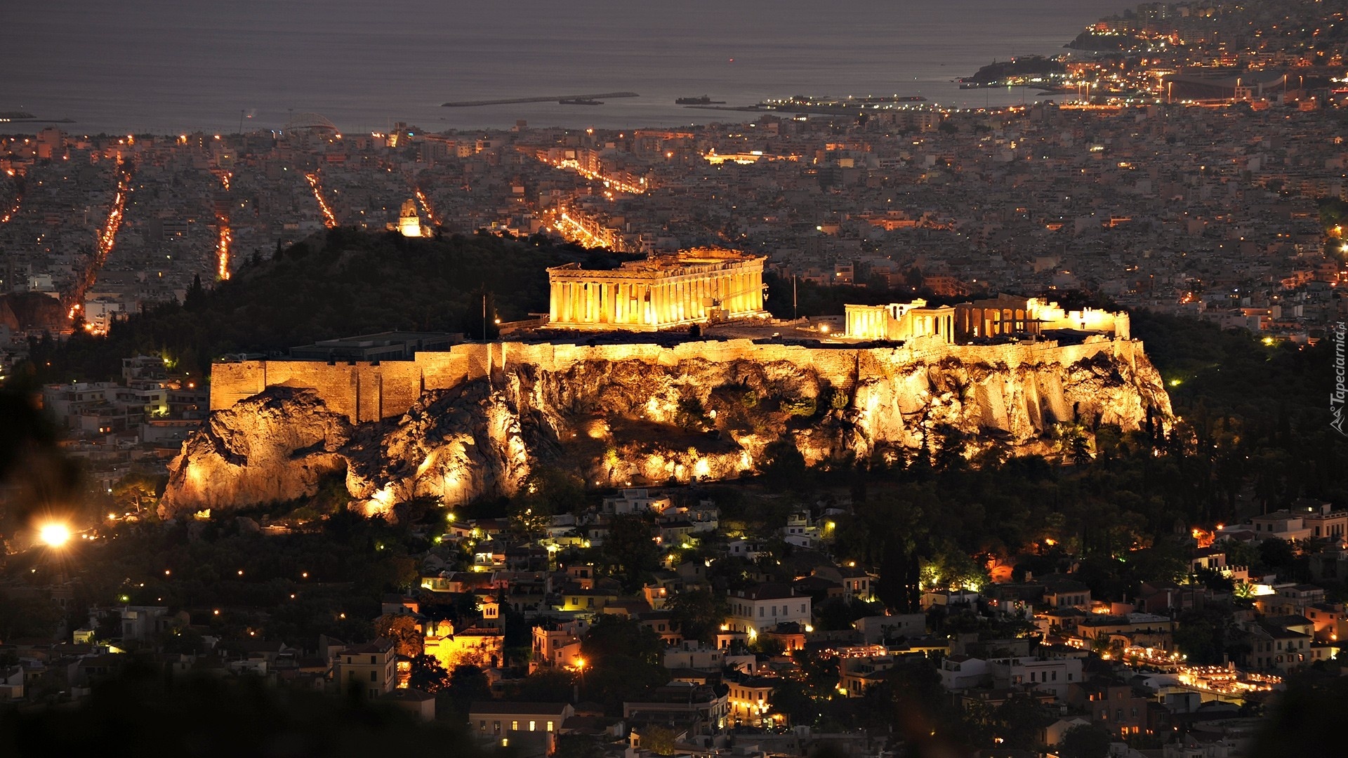 Grecja, Oświetlony, Akropol
