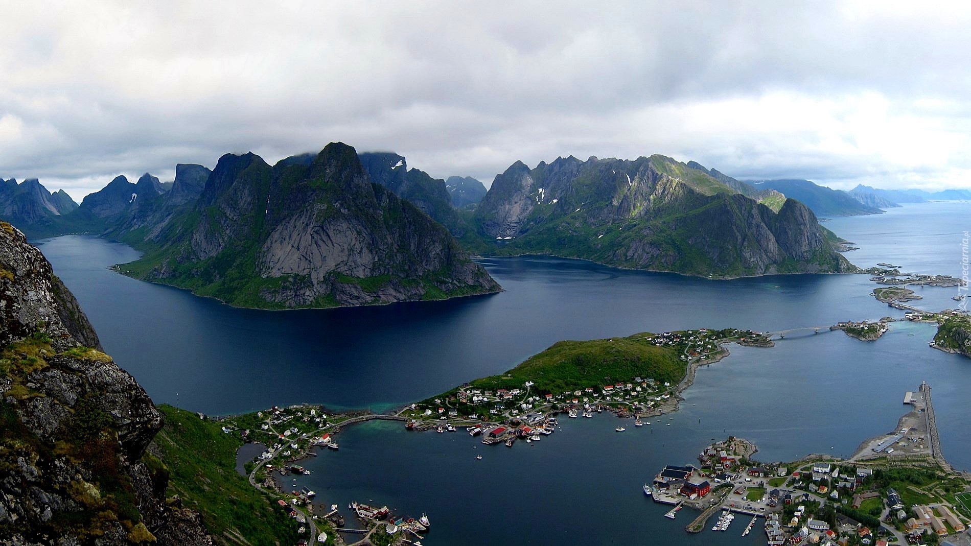 Norwegia, Lofoty, Morze, Góry