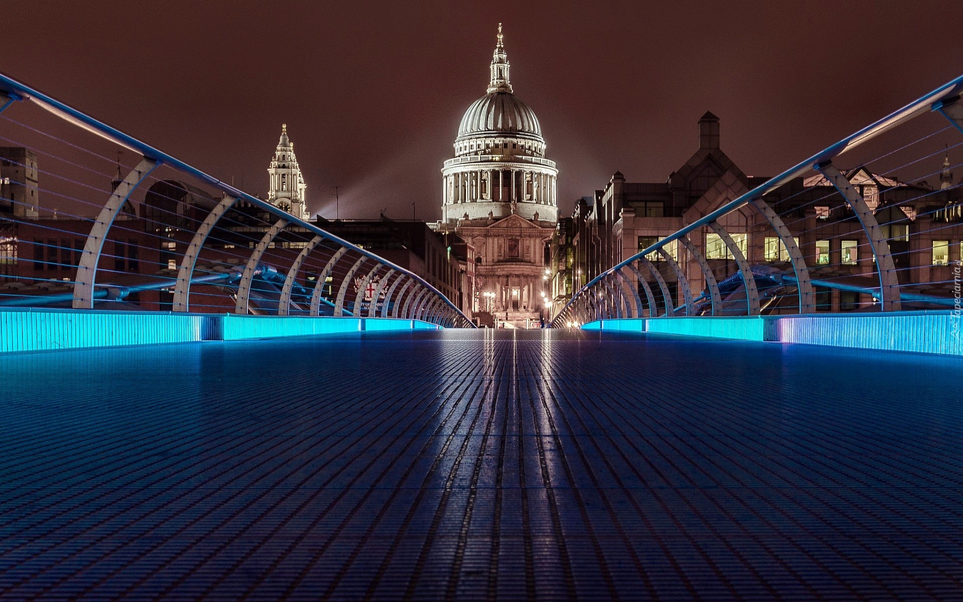 Oświetlony, Most, Katedra, Londyn