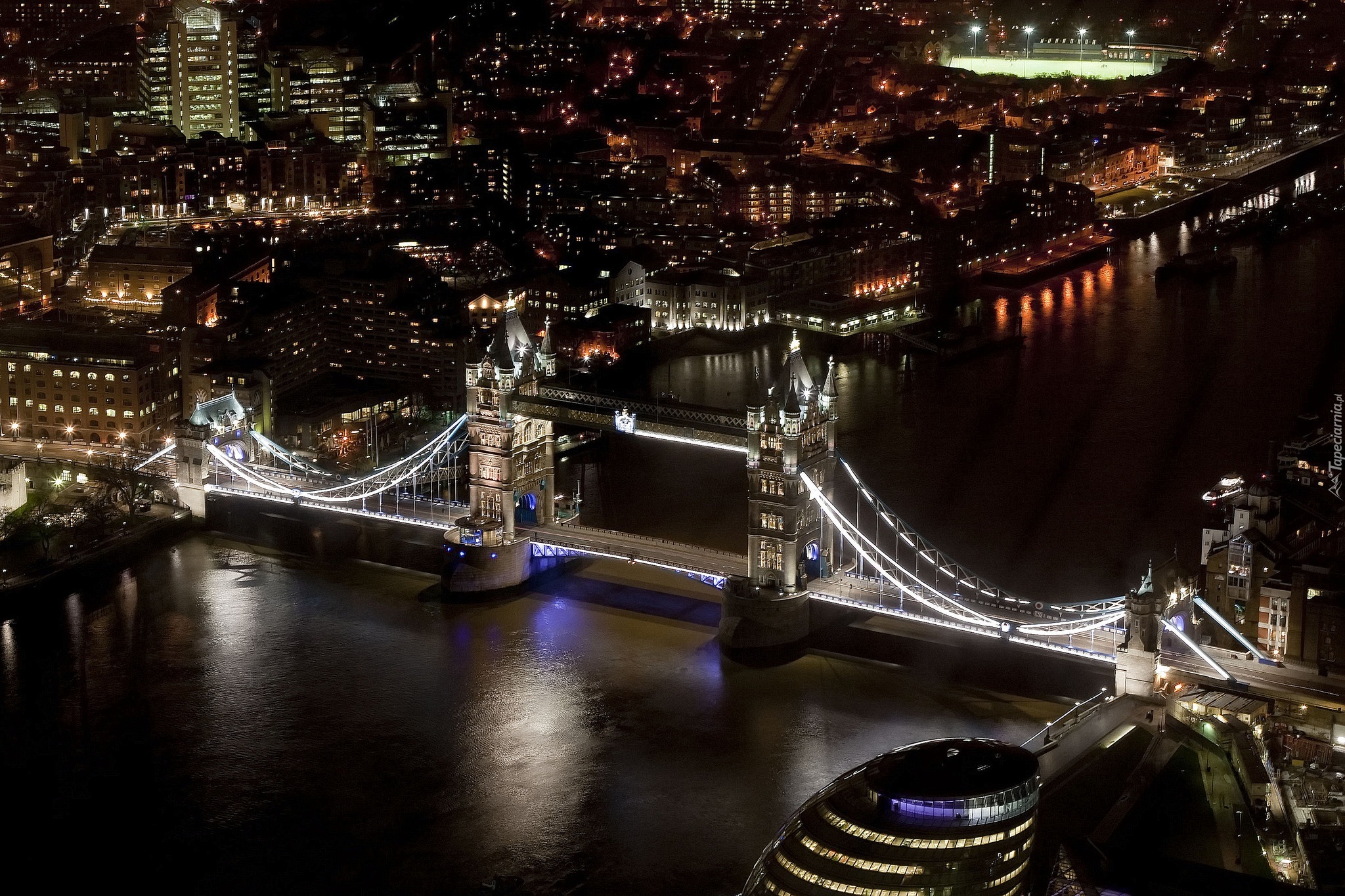 Oświetlony, Most, Tower Bridge, Londyn