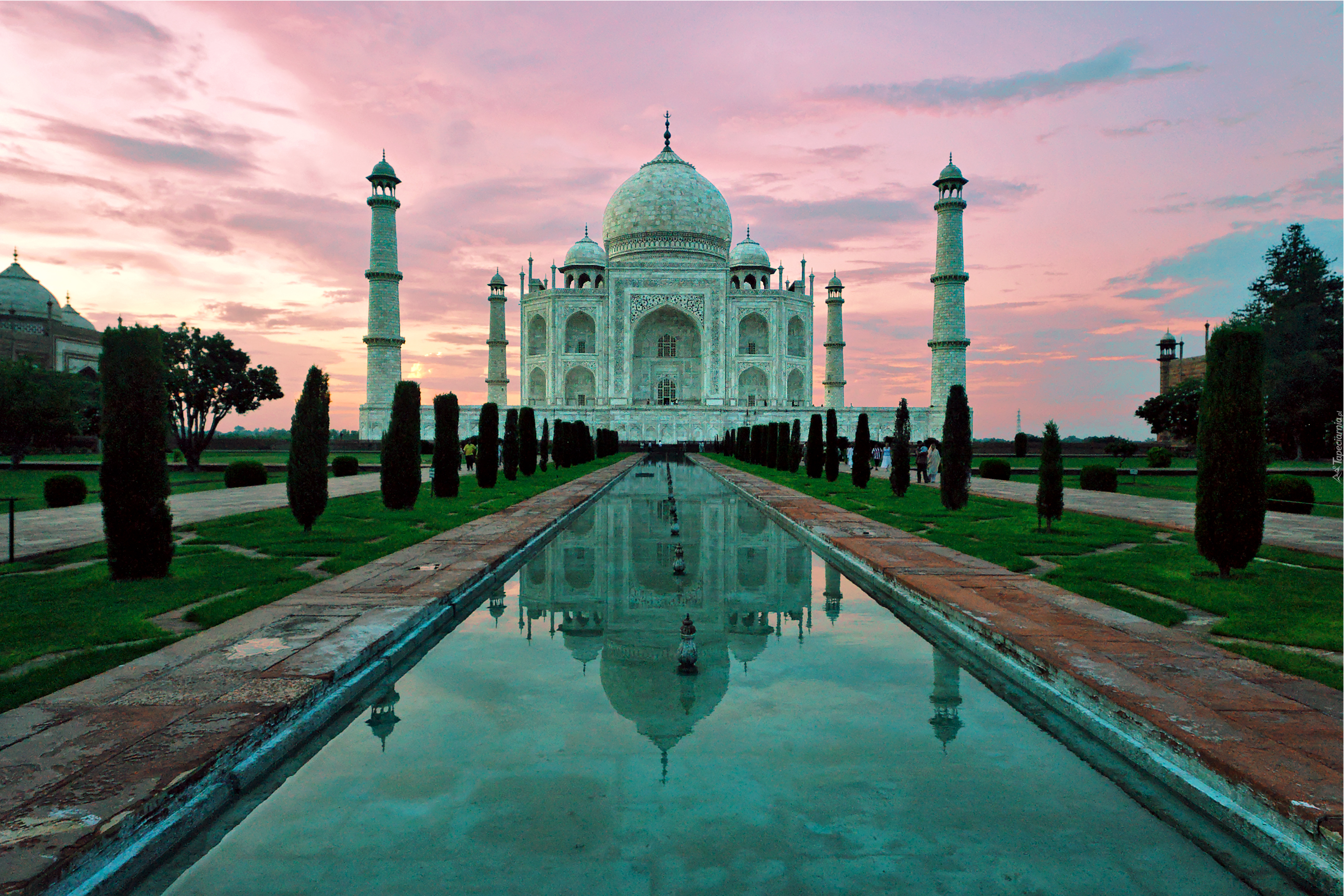 Indie, Agra, Mauzoleum, Tadź Mahal, Sadzawka lustrzana