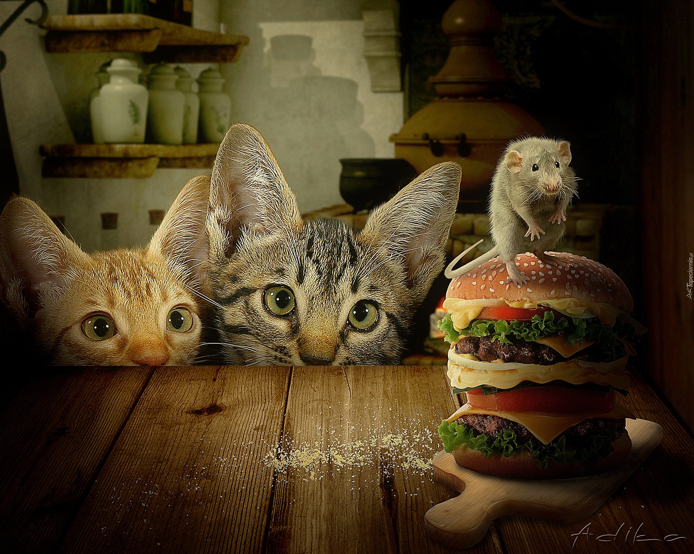 Dwa, Koty, Szczurek, Hamburgery