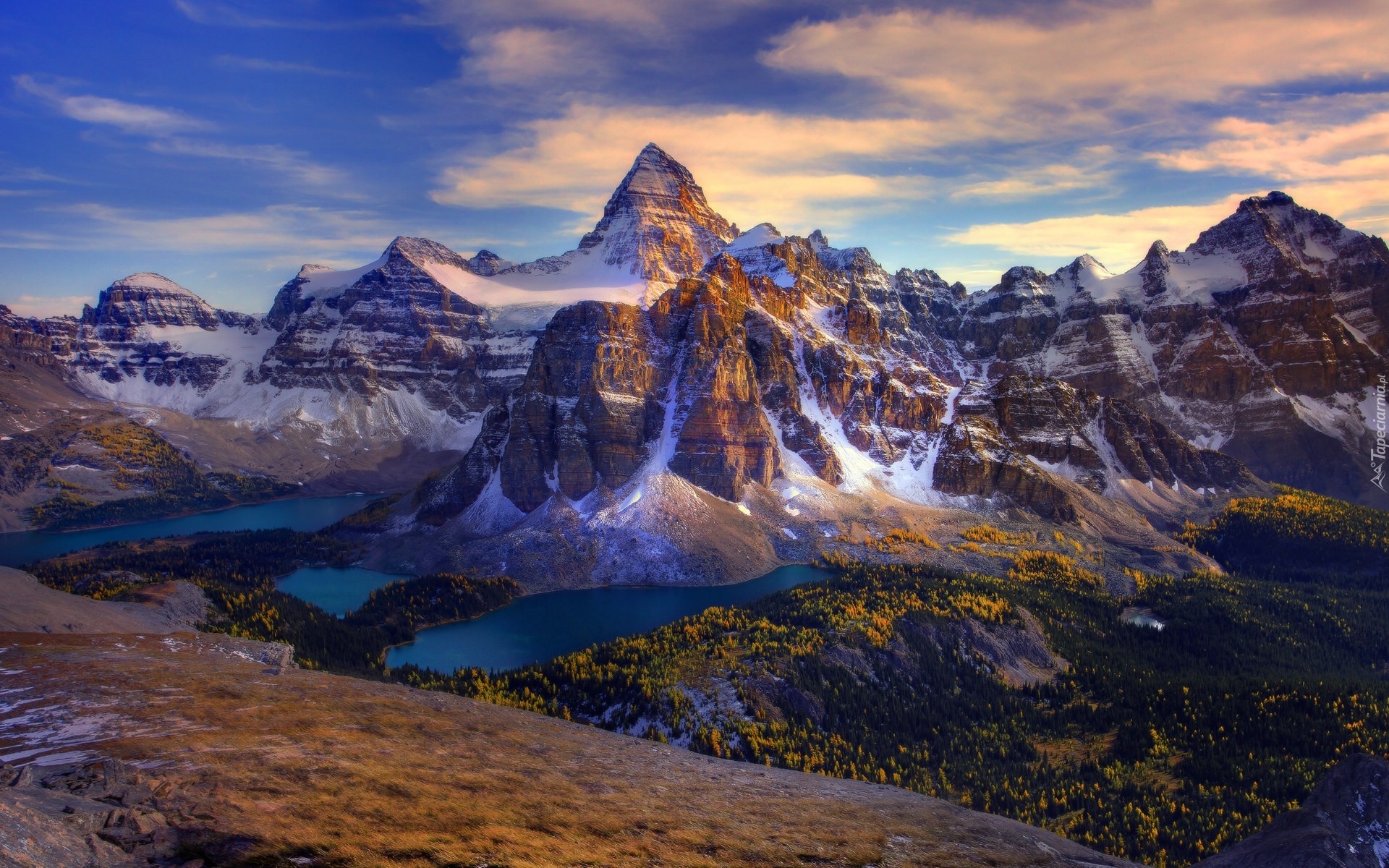 Park Prowincjonalny Mount Assiniboine, Góra Mount Assiniboine, Kanada, Kolumbia Brytyjska, Jeziora, Góry, Szczyty